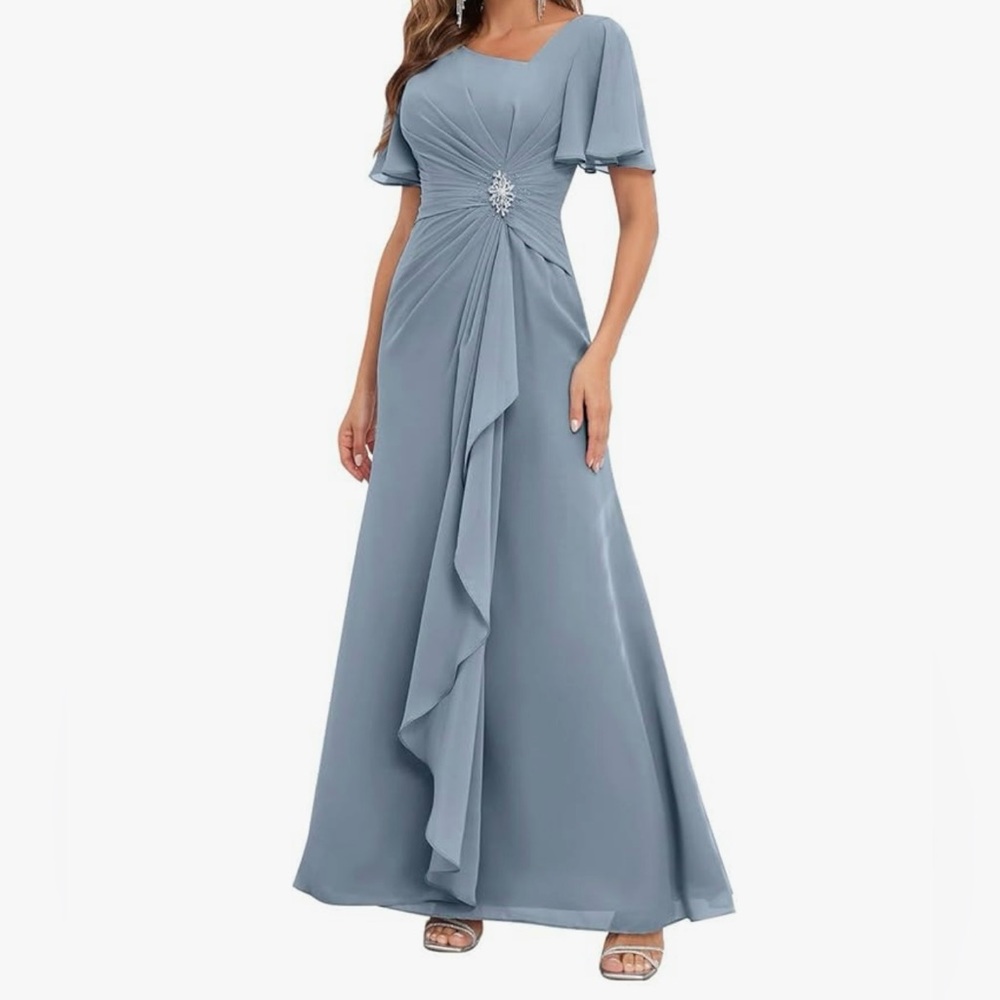 Elegant Dusty Blue Evening Gown Size 18W